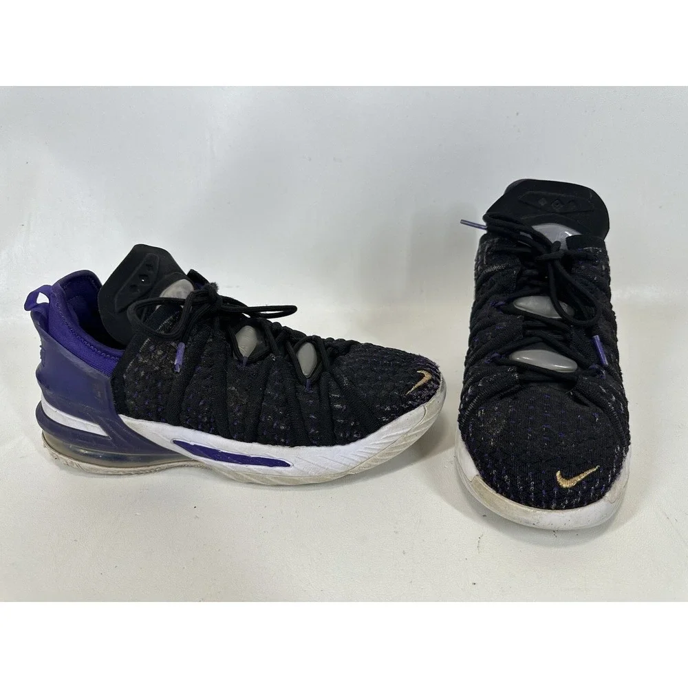 NIKE LEBRON JAMES XVIII Lakers CW2760-004 Basketball Shoes Black Youth Size 7‎ Y